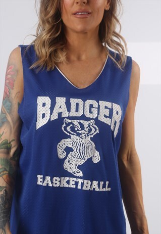 SPORT JERSEY BASKETBALL BADGER VEST TOP UK 18 (K72N)
