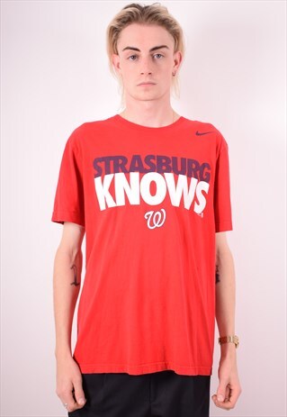 NIKE MENS VINTAGE T-SHIRT TOP LARGE RED 90S