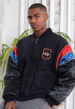 VINTAGE SERGIO TACCHINI VARSITY JACKET BLUE BLACK