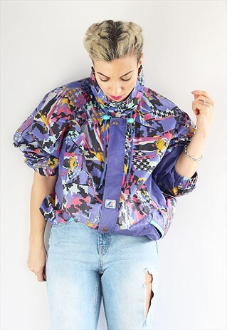 VINTAGE 1990S PRINTED K WAY WINDBREAKER RAIN JACKET