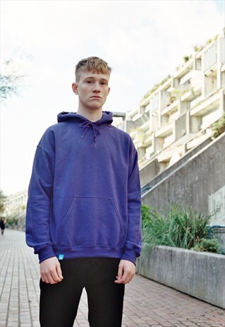 PURPLE HEAVYWEIGHT HOODIE WITH WOVEN LABEL DETAILS