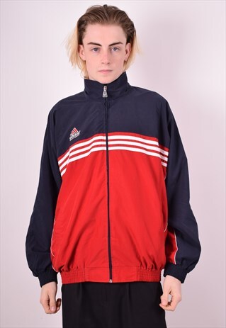 ADIDAS MENS VINTAGE TRACKSUIT TOP JACKET XL RED 90S