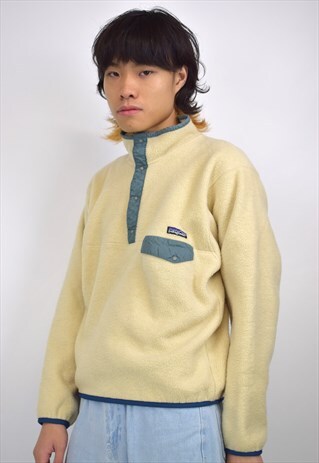 VINTAGE 90S PATAGONIA CREAM SYNCHILLA FLEECE JUMPER