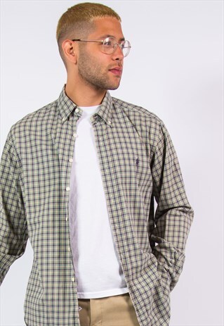 RALPH LAUREN SHIRT GREEN CHECK PATTERN