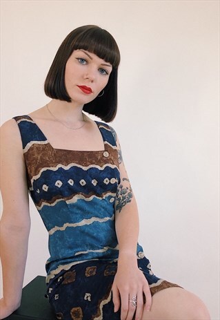 VINTAGE ST MICHAEL PATTERNED MINI DRESS
