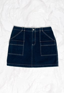 Vintage Cargo Skirt Y2K Gorpcore Denim Mini in Blue