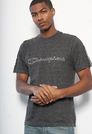 VINTAGE CHAMPION TAPE LOGO T-SHIRT GREY