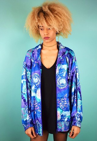 VINTAGE 80'S SHELL PRINT WINDBREAKER JACKET