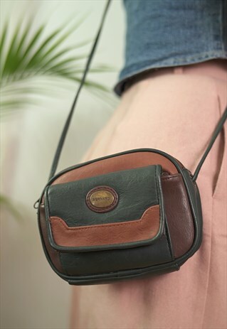 VINTAGE 90'S TRICOLOR SMALL BAG VEGAN LEATHER FESTIVAL SIZE