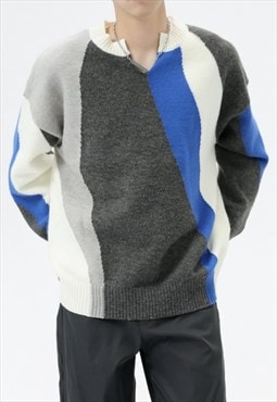 Men's V-neck contrasting sweater AW24 Vol.1