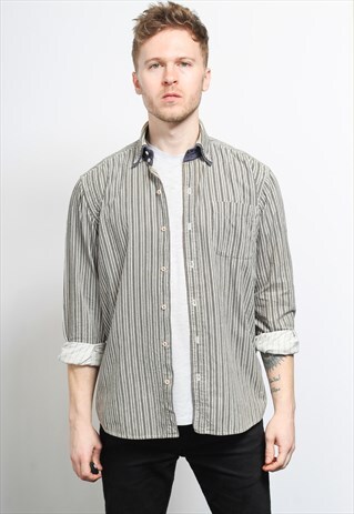 VINTAGE CORDUROY CORD STRIPED SHIRT