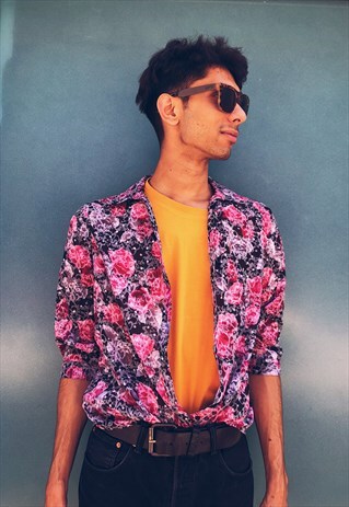 VINTAGE FLOWER PATTERNED PINK SHIRT