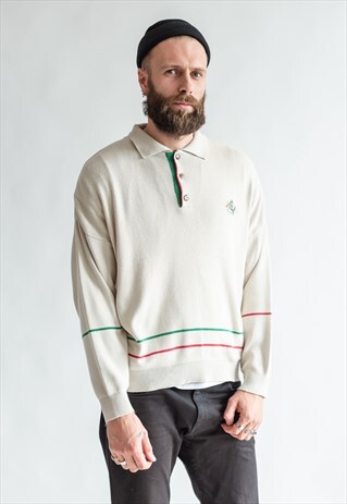 VINTAGE 80S MINIMAL GRANDADS POLO JUMPER