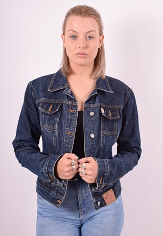 GUESS WOMENS VINTAGE DENIM JACKET MEDIUM BLUE 90S