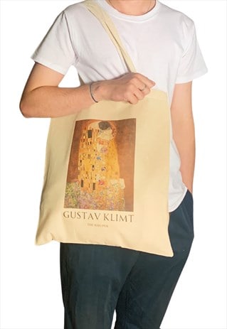 GUSTAV KLIMT THE KISS TOTE BAG WITH AESTHETIC TITLE