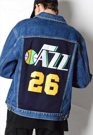 REWORKED VINTAGE 90S DENIM JACKET X NBA BASKETBALL JAZZ