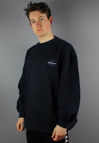 VINTAGE CALVIN KLEIN SWEASHIRT IN NAVY WITH EMBROIDERY