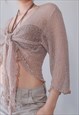 VINTAGE Y2K BEIGE FAIRY MERMAID TIE FRONT TOP