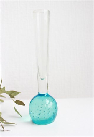 BLUE GLASSWARE BUBBLE MINI VASE