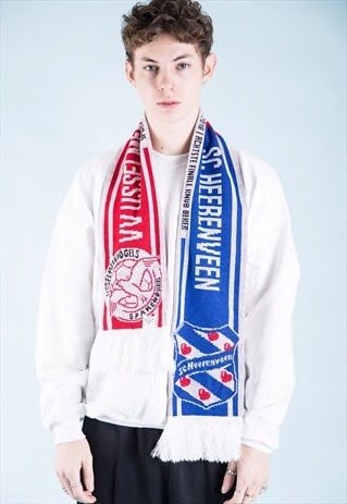 VINTAGE FOOTBALL SCARF RED WHITE BLUE