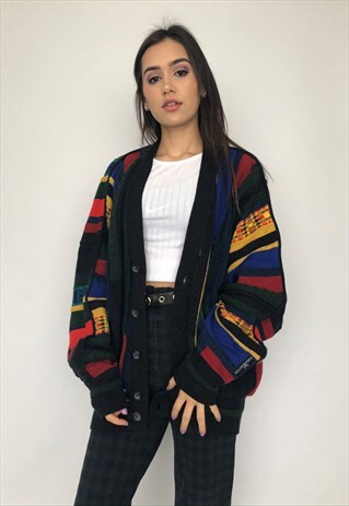 VINTAGE CARLO COLUCCI COOGI STYLE TEXTURED KNIT CARDIGAN 80S