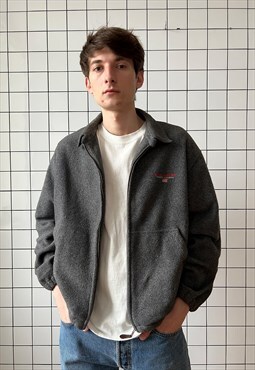 Vintage POLO SPORT Harrington Fleece Bomber Jacket 90s Grey