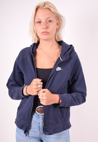 NIKE WOMENS VINTAGE HOODIE JACKET MEDIUM BLUE 90S