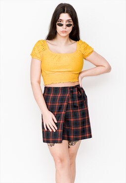 Vintage 90s stretchy cute off-shoulder crop top in yellow
