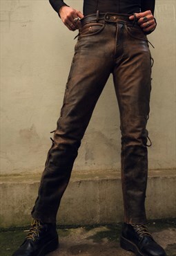 Vintage Dark Brown Leather Pants