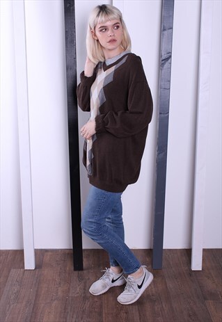 VINTAGE 90S PATTERNED JUMPER. OVERSIZED.
