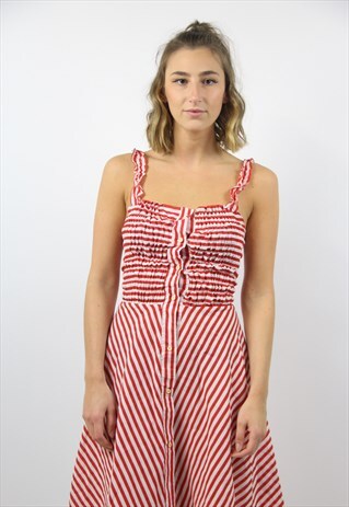 VINTAGE CUTE STRIPEY MIDI DRESS