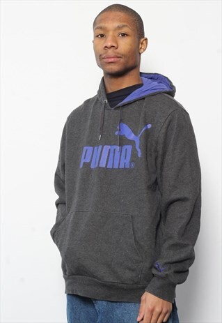 VINTAGE PUMA LOGO HOODIE GREY