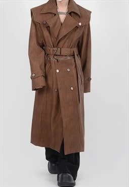 Men's Textured leather long coat (Detachable short) A vol.3