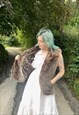 VINTAGE 90S SUEDE LEATHER FAUX FUR PENNY LANE GILET