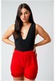 SHORTS HOT PANTS RED HEM LACE HEN PARTY BLOOMER NIGHTWEAR