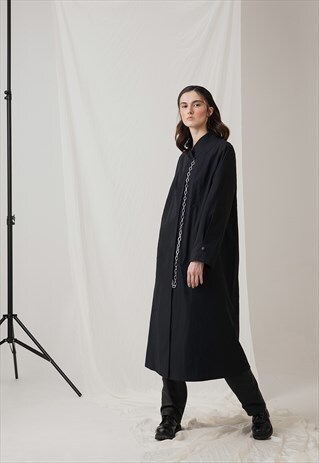 BLACK OVERSIZED VINTAGE THIN TRENCH