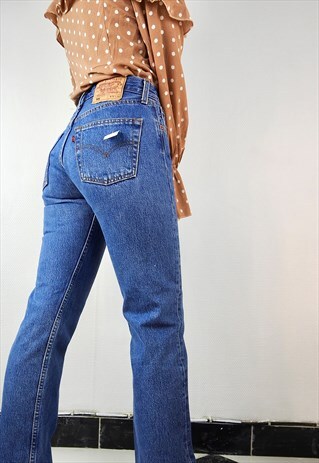 VINTAGE MEDIUM BLUE HIGH WAISTED 501 005 JEANS