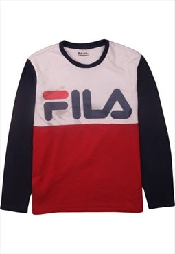 Vintage 90's Fila Sweatshirt Spellout Crew Neck Red XLarge