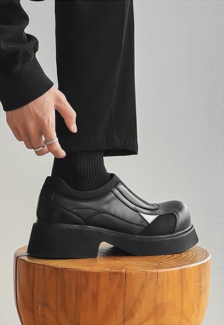 Slip on platform shoes Cyberpunk trainers prom boots black