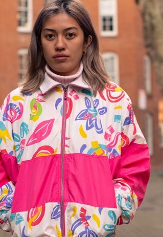 VINTAGE NIKE TRACKSUIT JACKETS IN FLORAL PINK AND WHITE