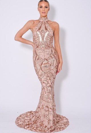 maxi fishtail evening dress