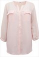 Semi Sheer Pink Chiffon Crepe Tunic Blouse Button own Shirt