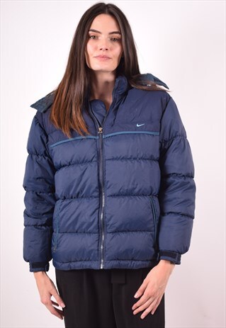 NIKE WOMENS VINTAGE PADDED JACKET LARGE BLUE 90S