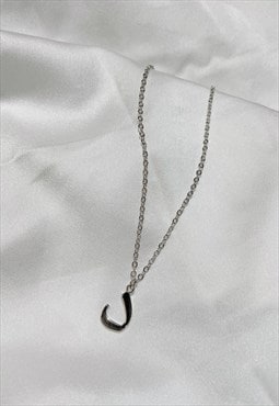 Dal - D Arabic initial Necklace - Silver Finish