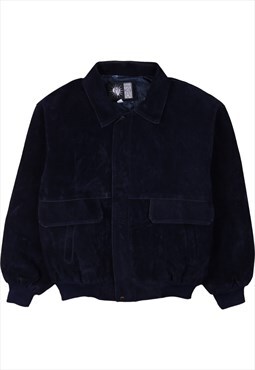 Vintage 90's GV Leather Jacket Lightweight Full Zip Up Navy