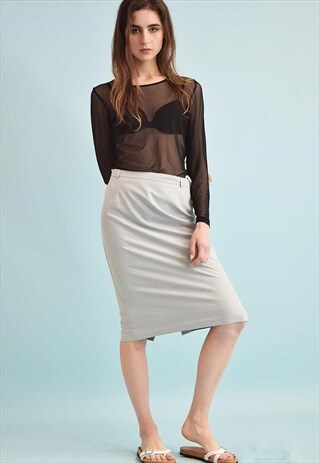 90'S RETRO CLASSIC CUT REGULAR WAIST MIDI PENCIL SKIRT