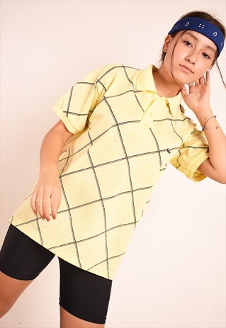 90'S RETRO LACOSTE SPORTS CHECKED POLO T-SHIRT TEE TOP
