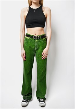 Trussardi Jeans vintage corduroy trousers in green colour 