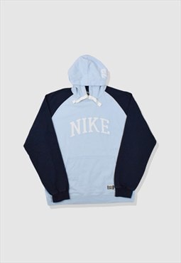 Vintage Y2K Nike Embroidered Spellout Logo Hoodie in Blue