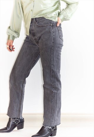 VINTAGE 501 FRAYED HEM GREY STRAIGHT LEG LEVI JEANS